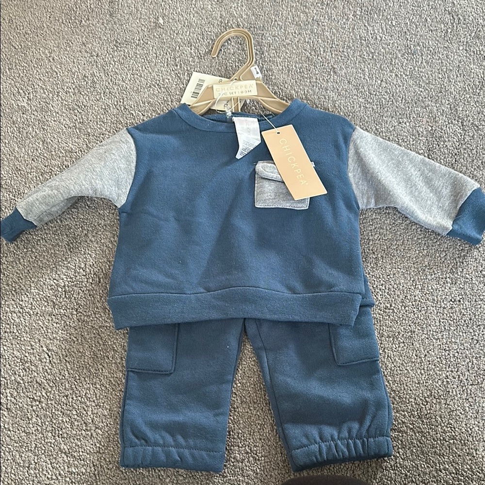 Blue and Gray Baby Outfit